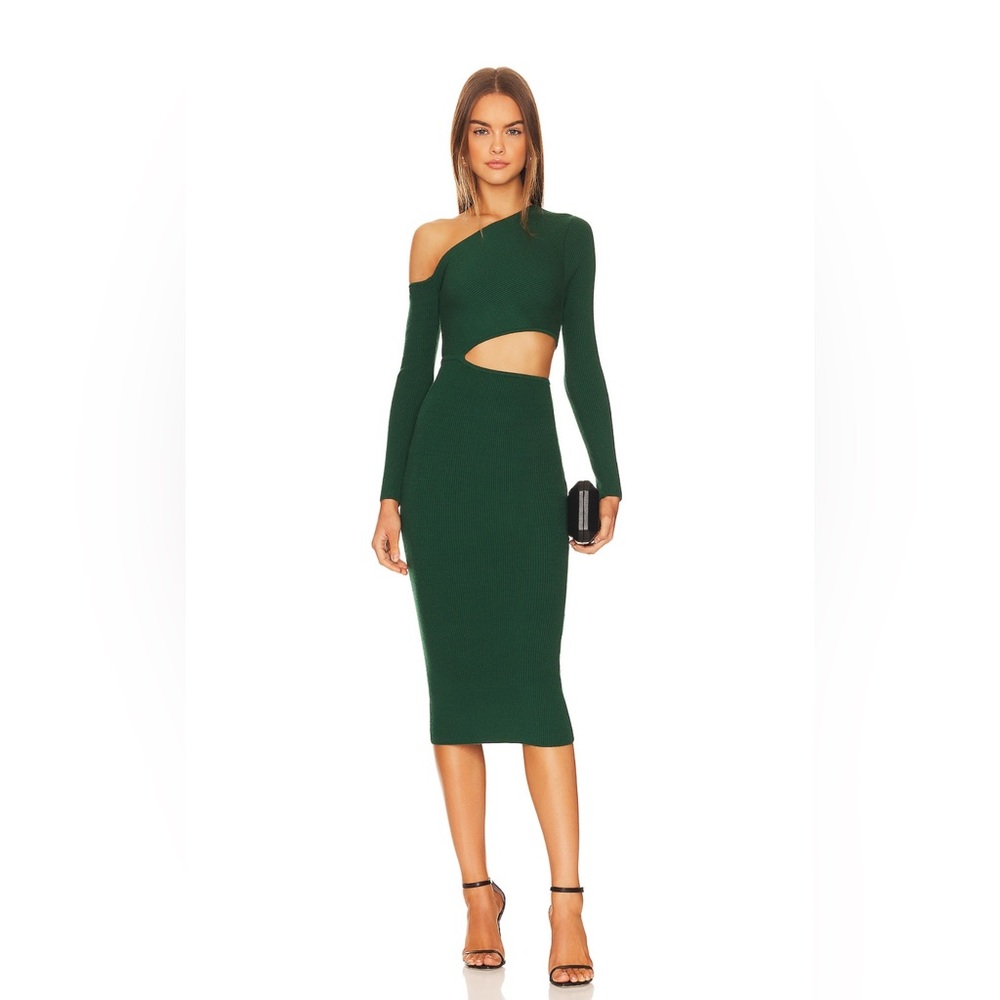 Camila Coelho Nahla Knit Dress in Forest Green